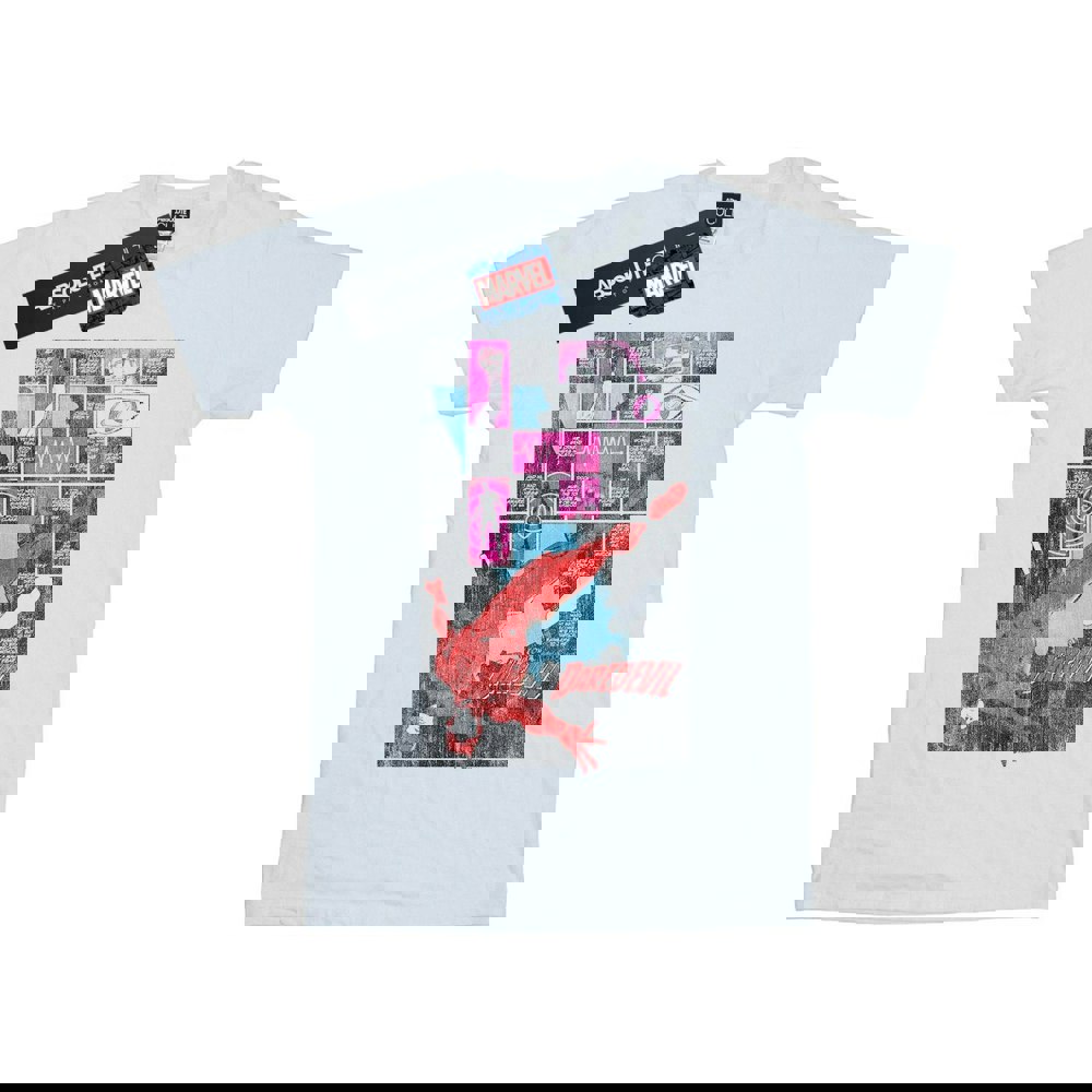 Marvel Mens Daredevil Comic Panels T-Shirt - White