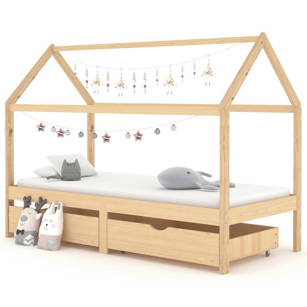 Berkfield Kids Bed Frame with Drawers Solid Pine Wood 90x200 cm