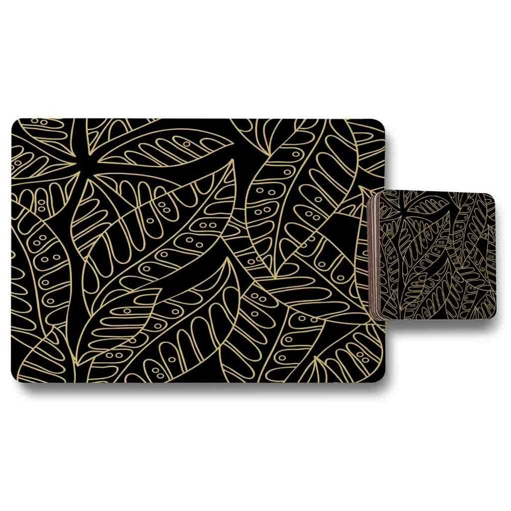 New Product Lined Flower Print (Placemat & Coaster Set)  - Andrew Lee Home and Living