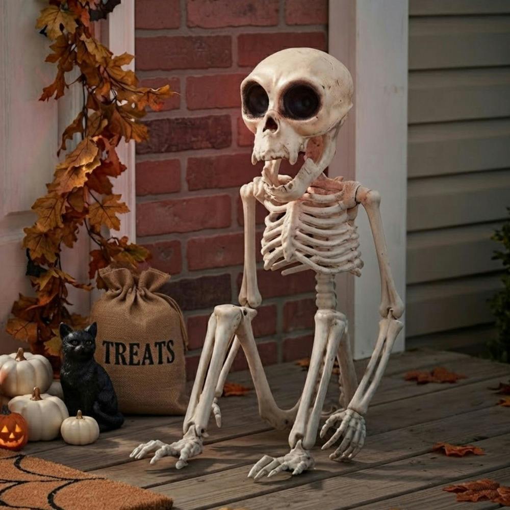 Garden Greatness Sitting Light Up Playful Monkey Skeleton