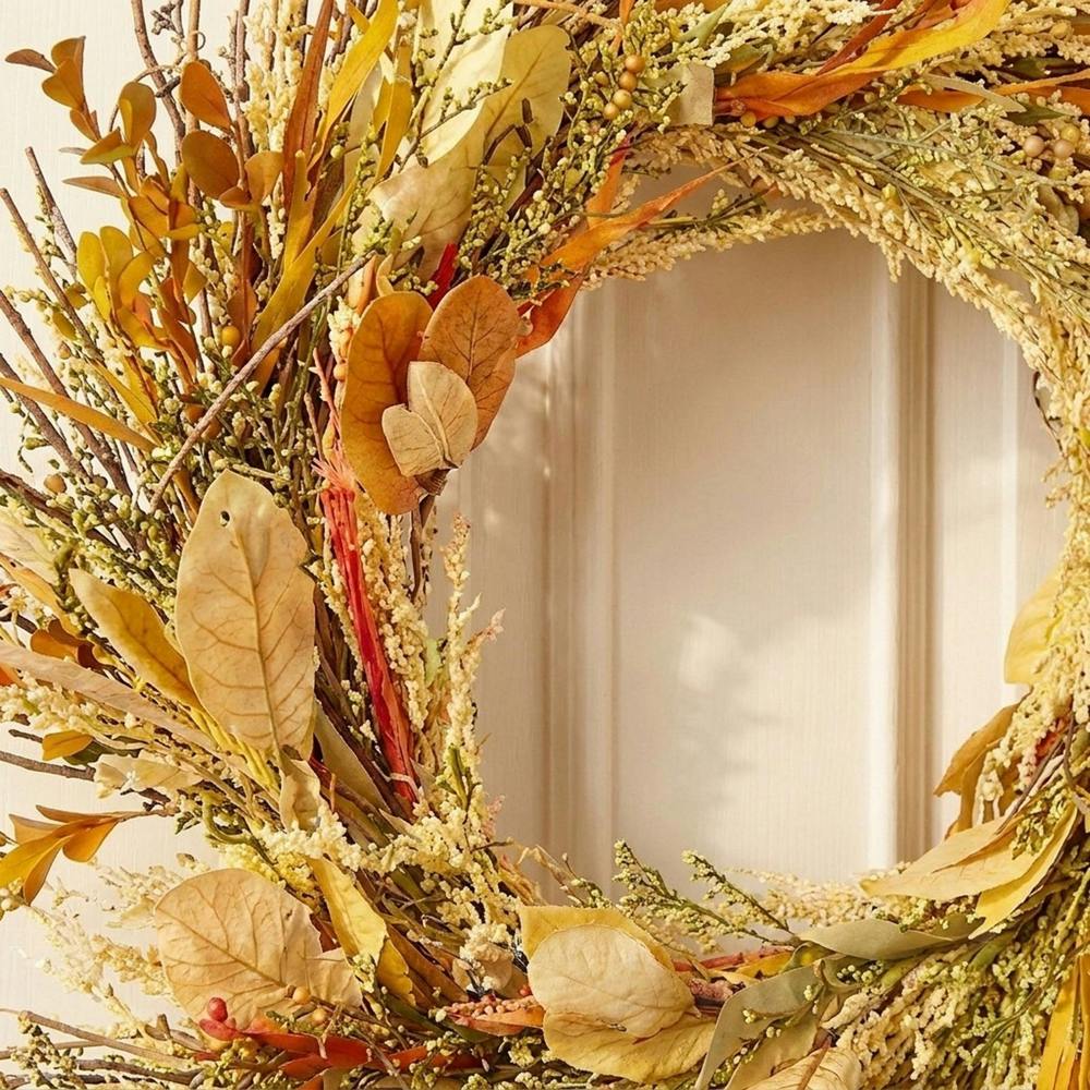 Garden Greatness Dried Autumn Mixed Leaf Door Wreath