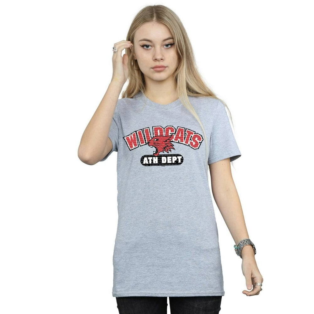Disney Womens/Ladies High School Musical The Musical Wildcats Athletic Cotton Boyfriend T-Shirt - Sports Grey