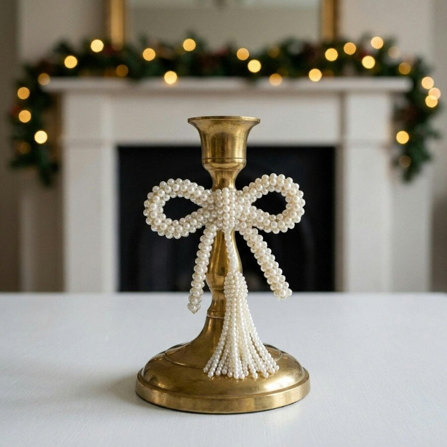 Garden Greatness Christmas Bow Christmas Candle Holder