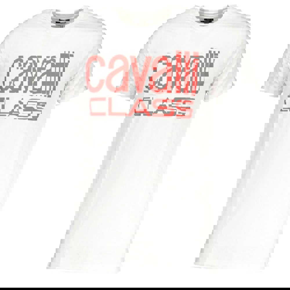 Cavalli Class Bold Red Logo White T-Shirt m