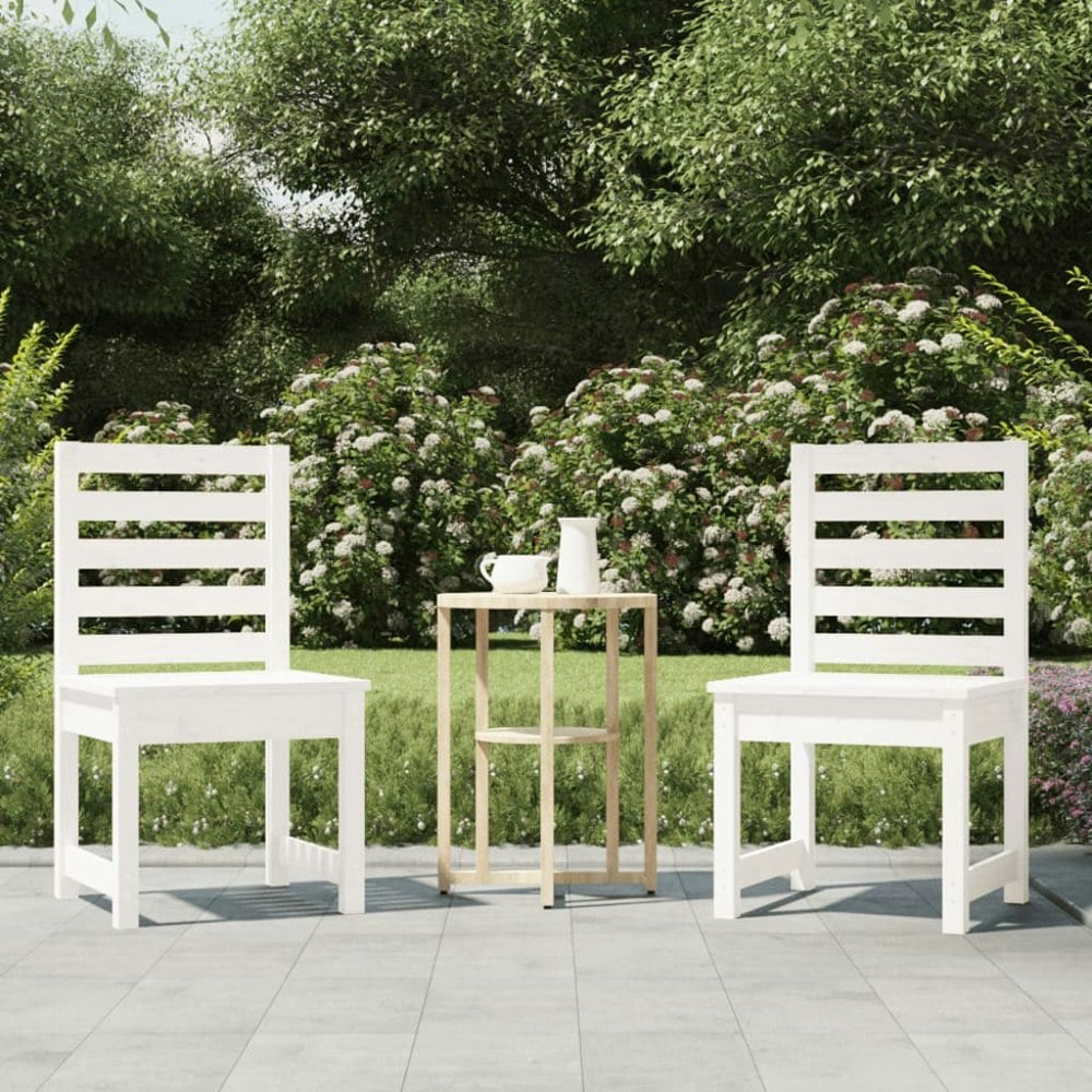 Berkfield Garden Chairs 2 pcs White 40.5x48x91.5 cm Solid Wood Pine