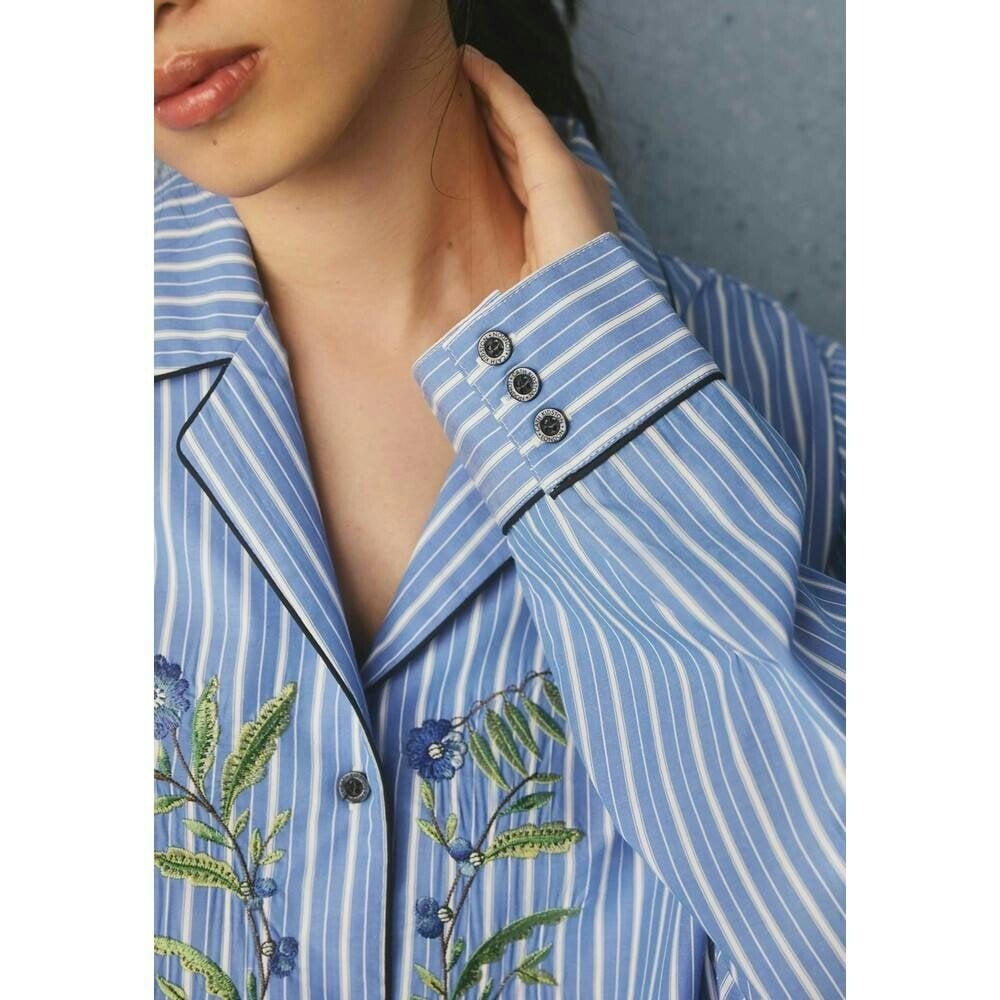 Cath Kidston Womens Rose Stripes Long Pyjama Set - Blue - Blue - 100% Cotton