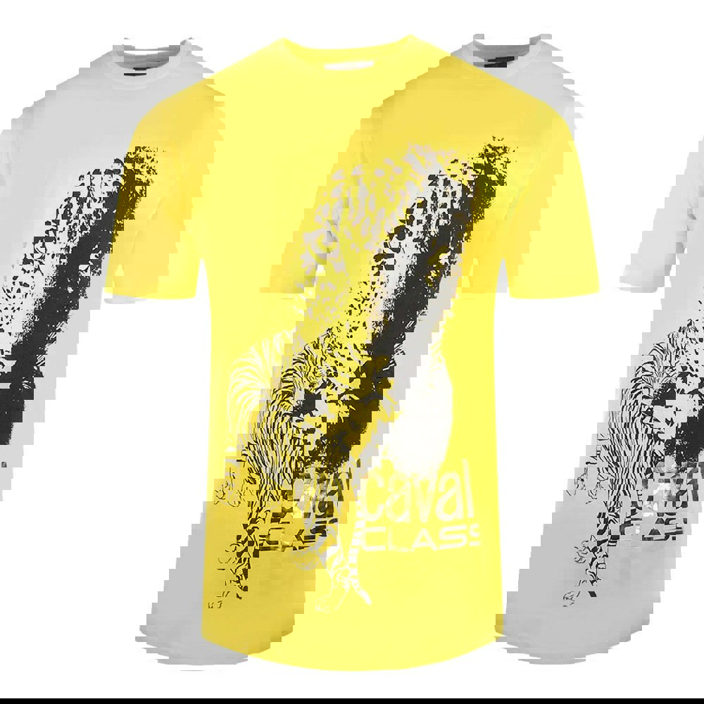 Cavalli Class Large Tiger Design Yellow T-Shirt