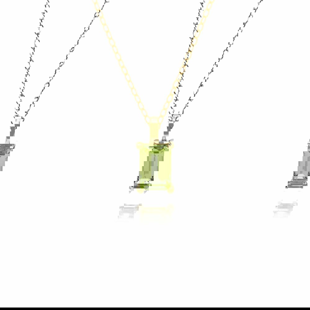 135P1872039 Classic Baguette Peridot Pendant in 9ct Yellow Gold 1