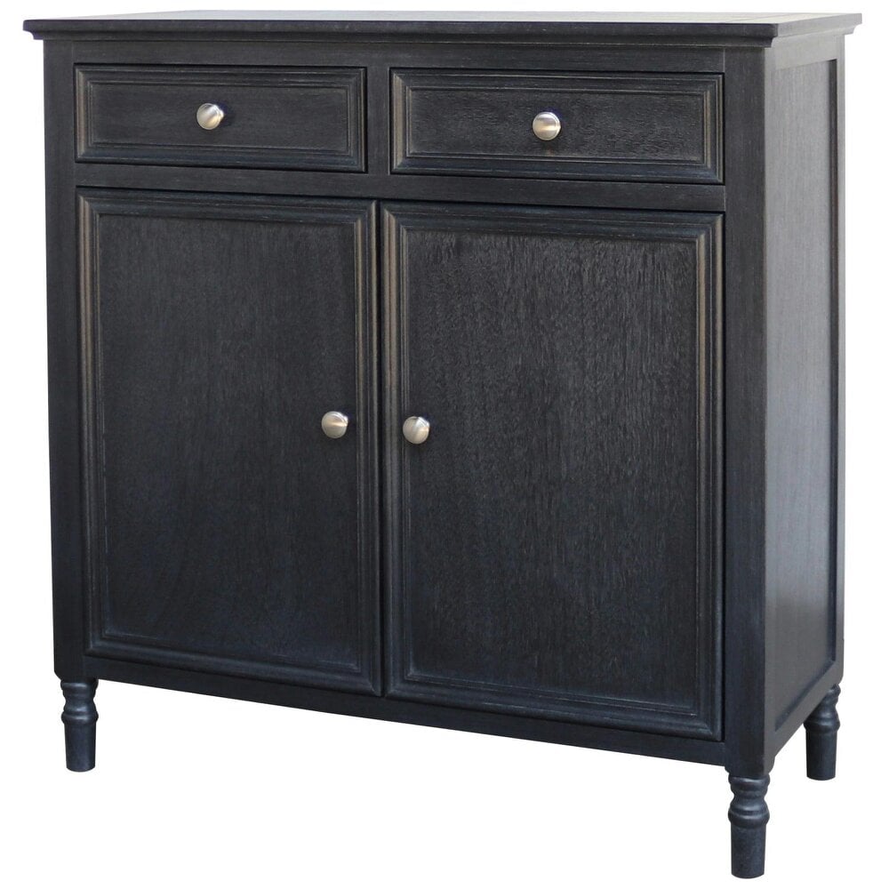 Wyld Haus Thalassa Black Solid Wood Cabinet 2 Drawers and 2 Doors
