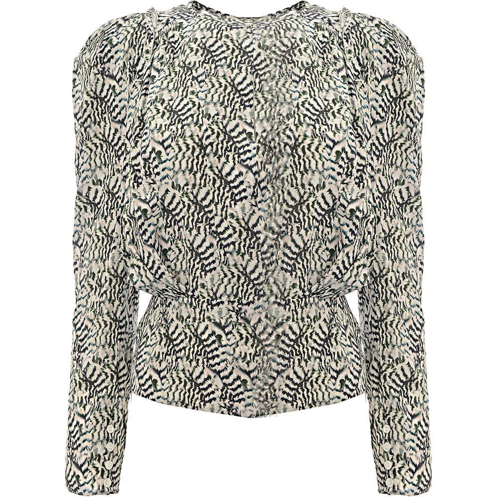Isabel Marant Womens Zarga Butterfly Print Silk Ls Blouse in Black