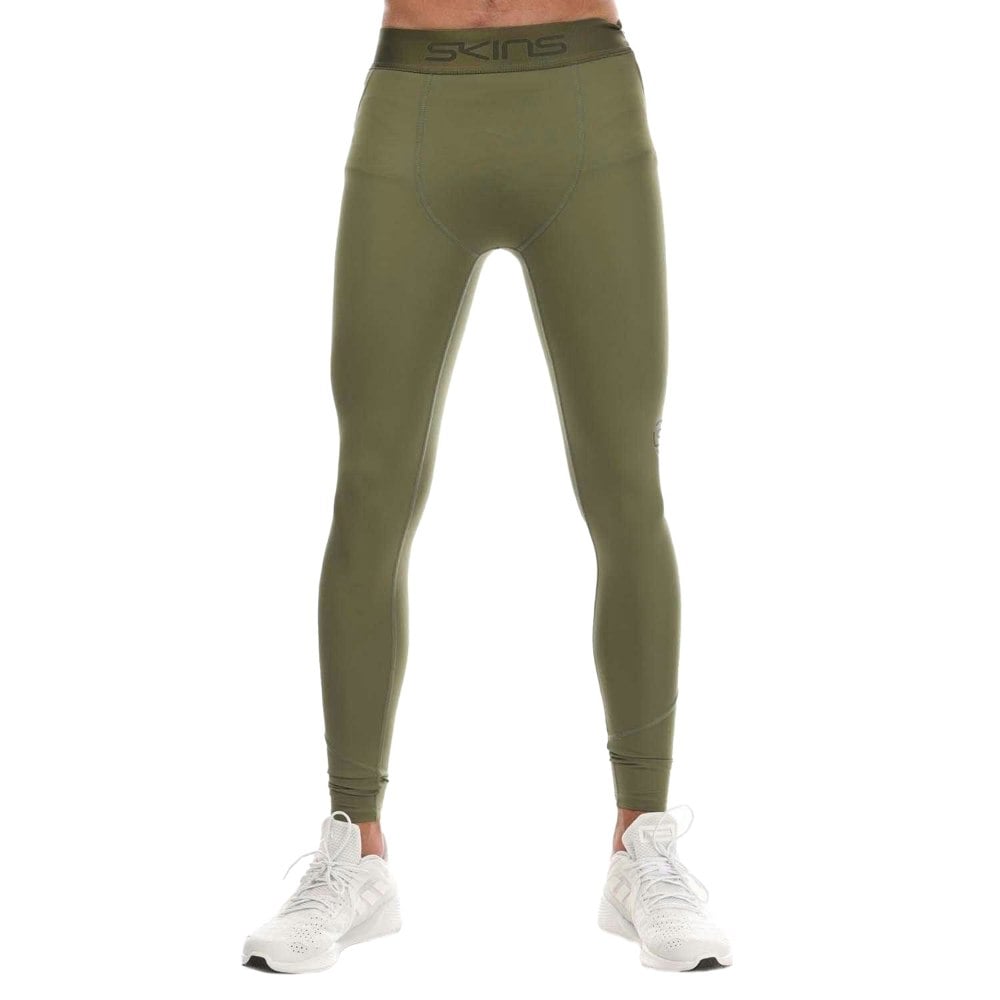 Skins Mens Series-2 Long Leggings - Khaki Green