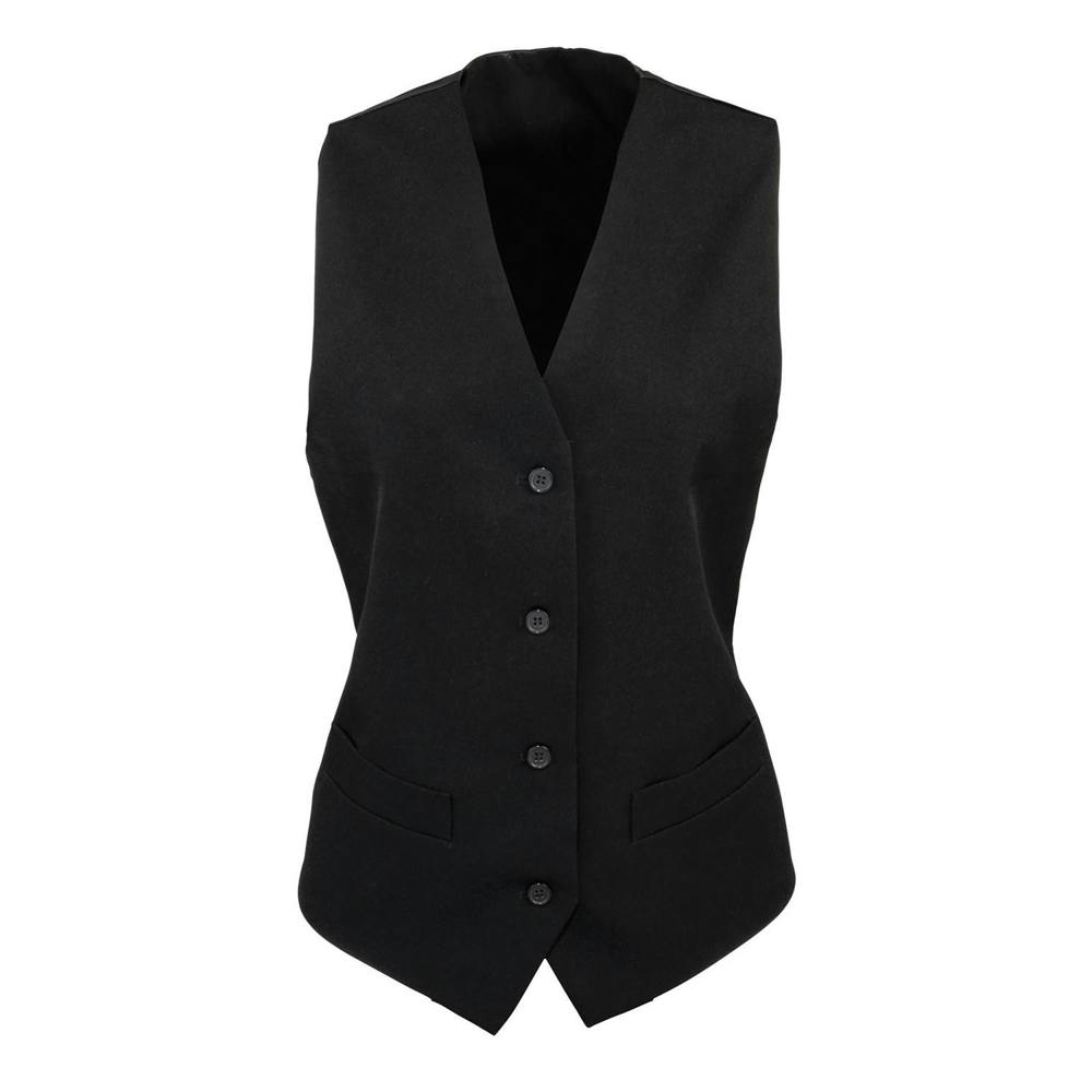 Premier Womens/Ladies Lined Waistcoat - Black - Black - 100% Polyester