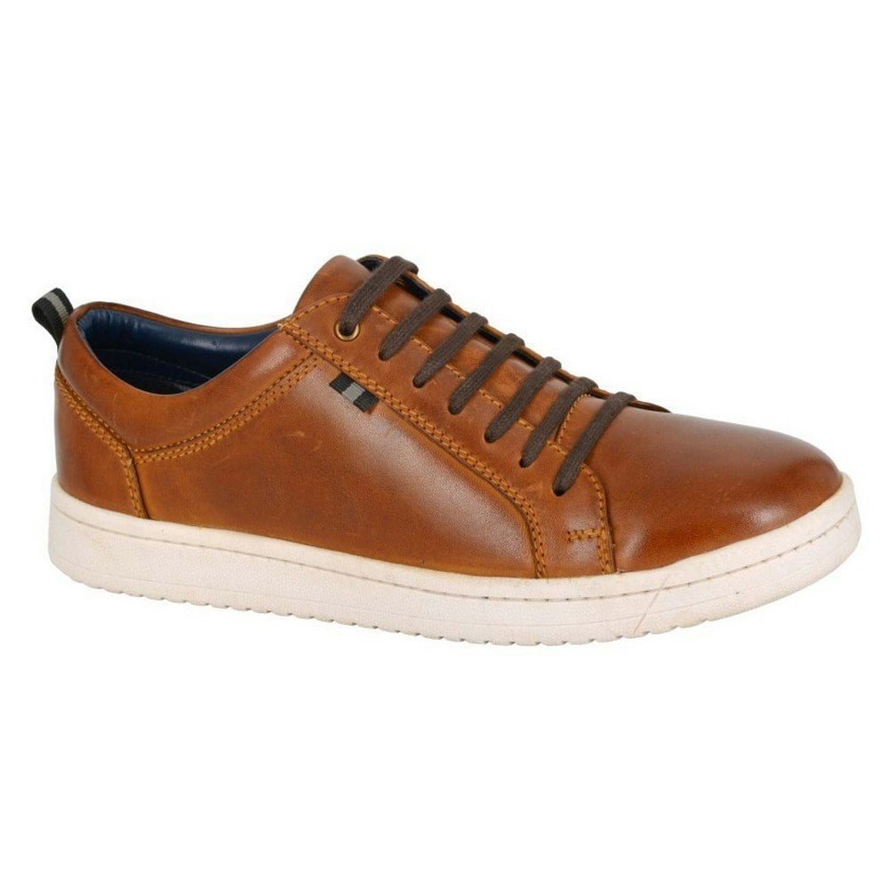 Roamers Mens Leather Trainers - Tan
