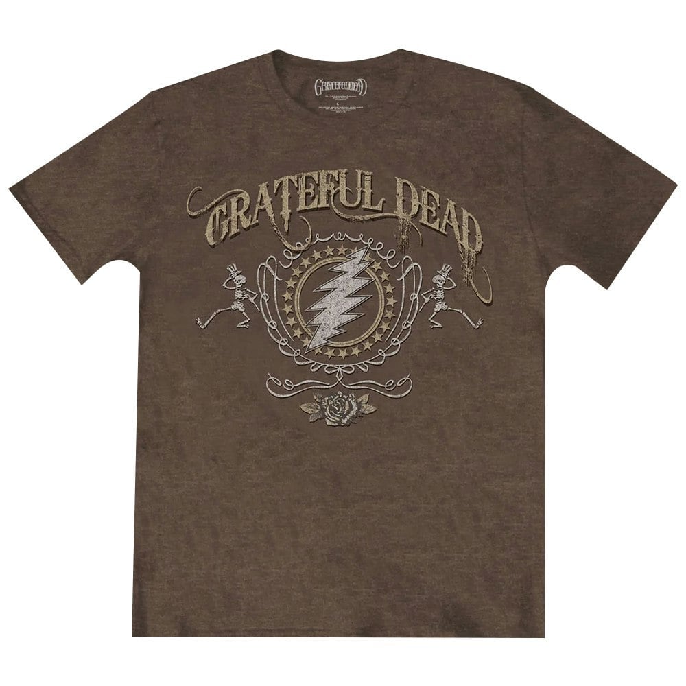 Grateful Dead Unisex Adult Bolt T-Shirt - Brown