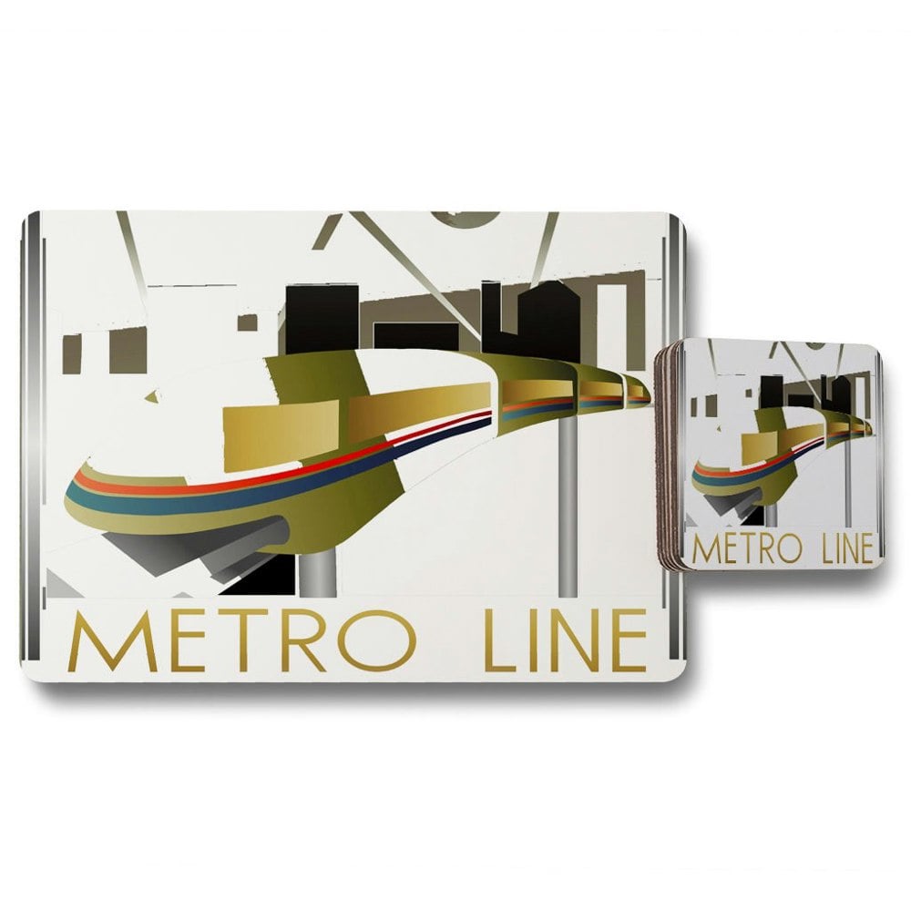 New Product Art Deco Metro Line (Placemat & Coaster Set)  - Andrew Lee Home and Living