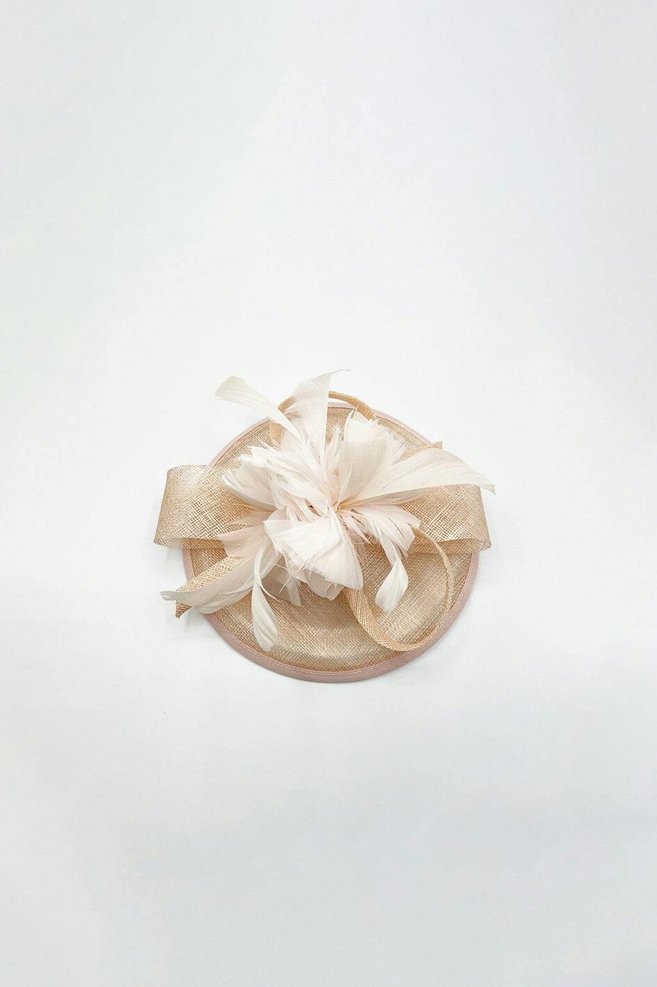 SVNX Feather & Bow Disc Fascinator in Pink