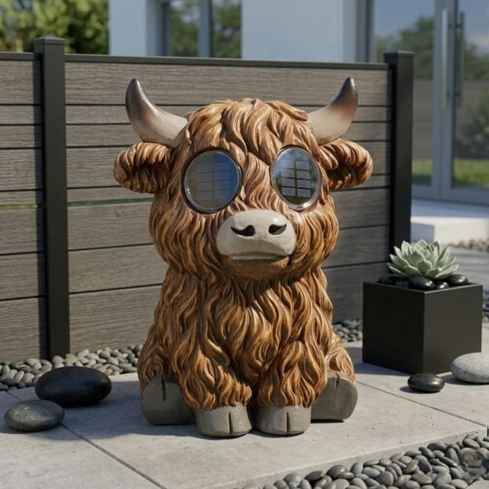 Garden Greatness Lunaria Blinkin Highland Cow Solar Light