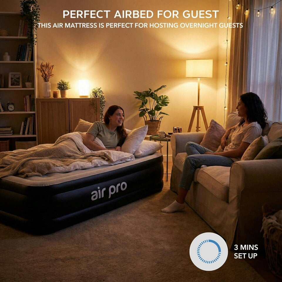AIR PRO Inflatable Air Mattress - Soft Surface Built-In Electric Pump