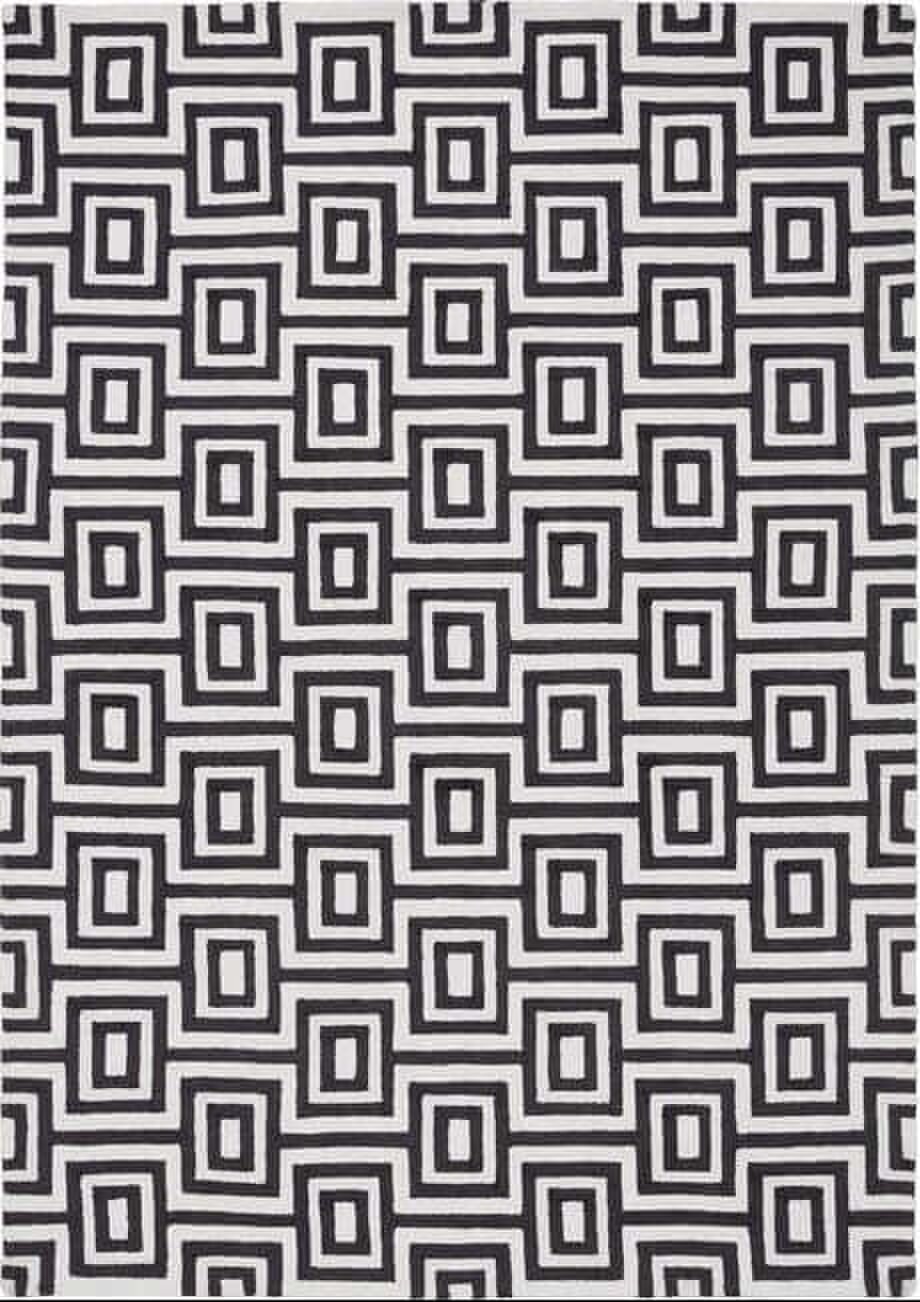 White Labyrinth Rug Texture Wool Labyrinth Rug White and Black | Rackhams
