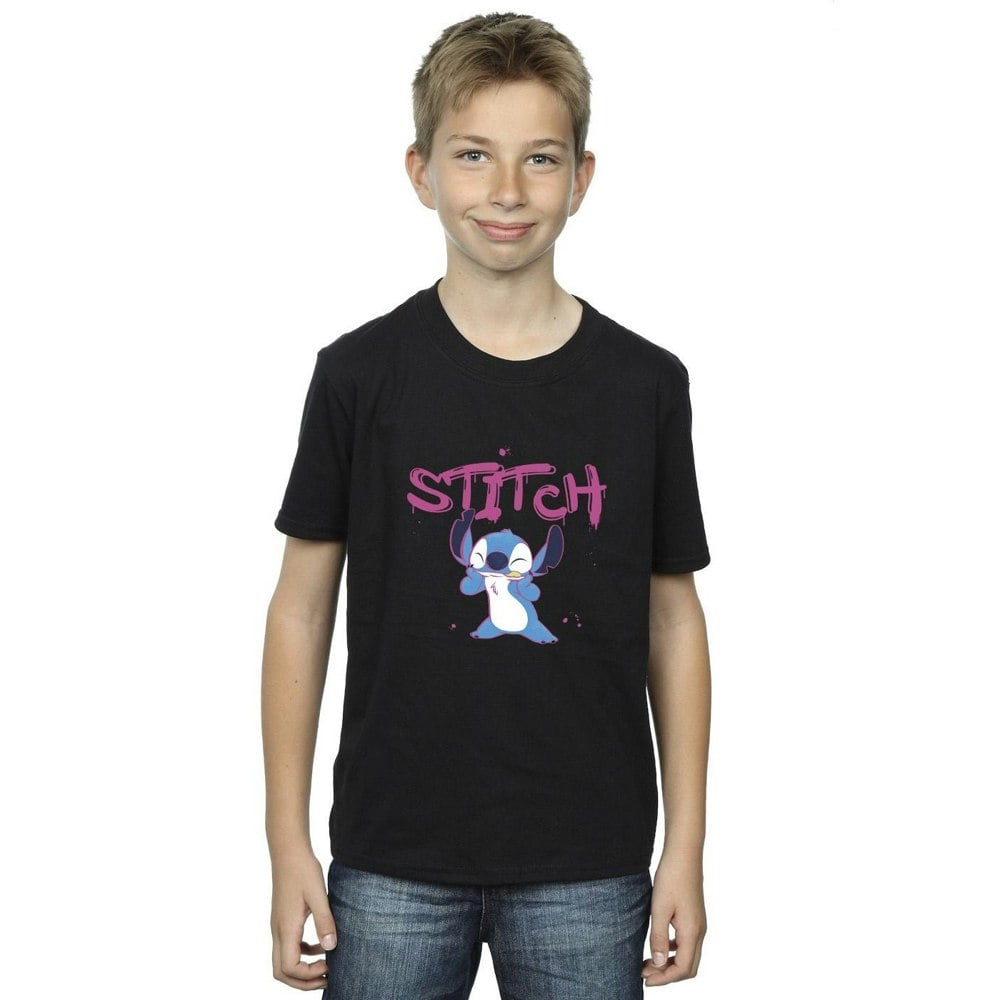 Disney Boys Lilo And Stitch Graffiti T-Shirt - Black