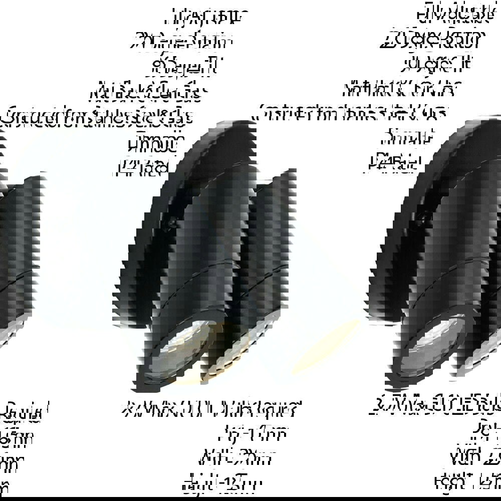 IP44 Outdoor Adjustable Spotlight Matt Black Twin GU10 Dimmable Up Down light Loops