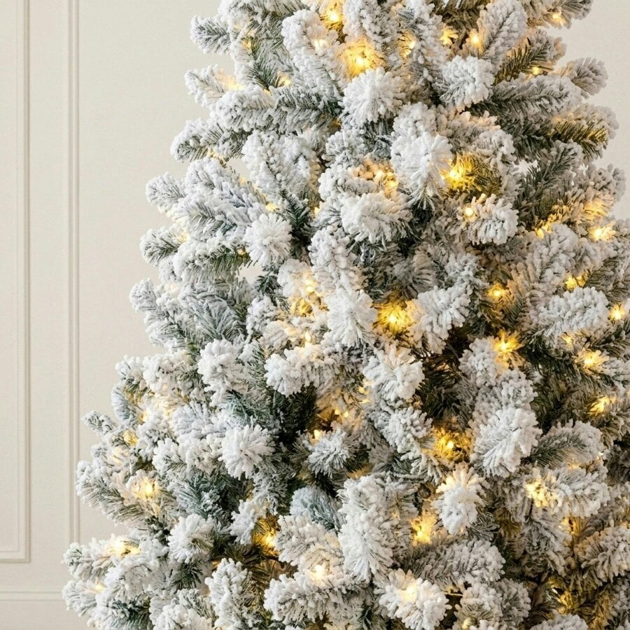 Garden Greatness 6.5ft Heritage Fir Artificial Pre Lit Flocked Christmas Tree