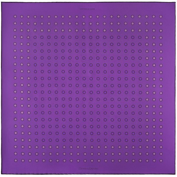 Luna polka dot silk pocket square in purple with purple and lilac dots by Otway & Orford