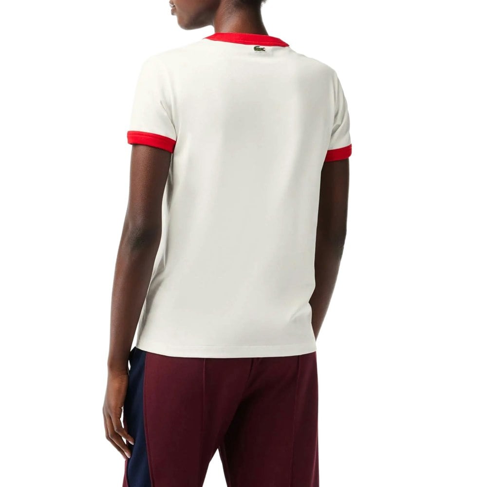 Lacoste Womens/Ladies Cotton Slim Tennis T-Shirt - White/Red