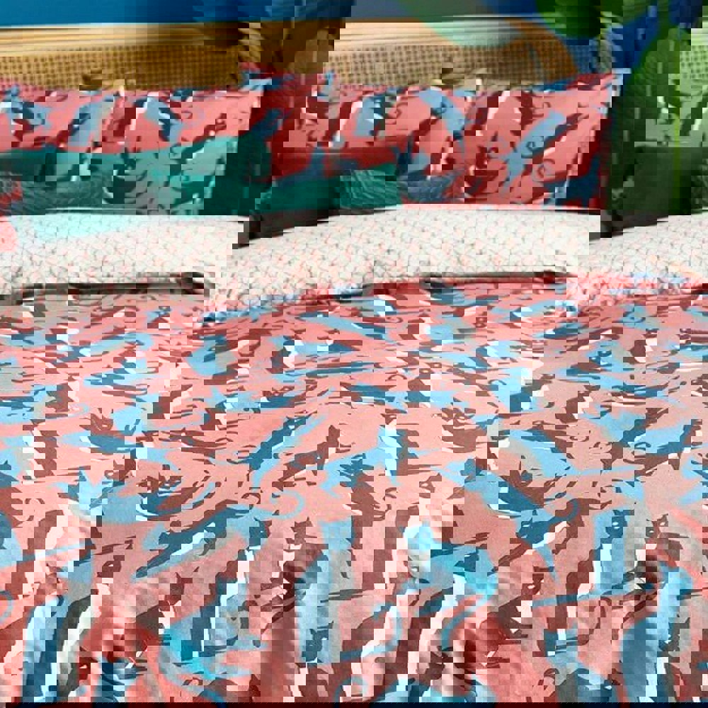 Furn Kitta Cats Duvet Cover Set - Pink/Watermelon