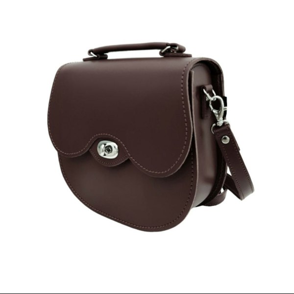 Zatchels Handmade Leather Twist Lock Saddle Bag - Dark Brown