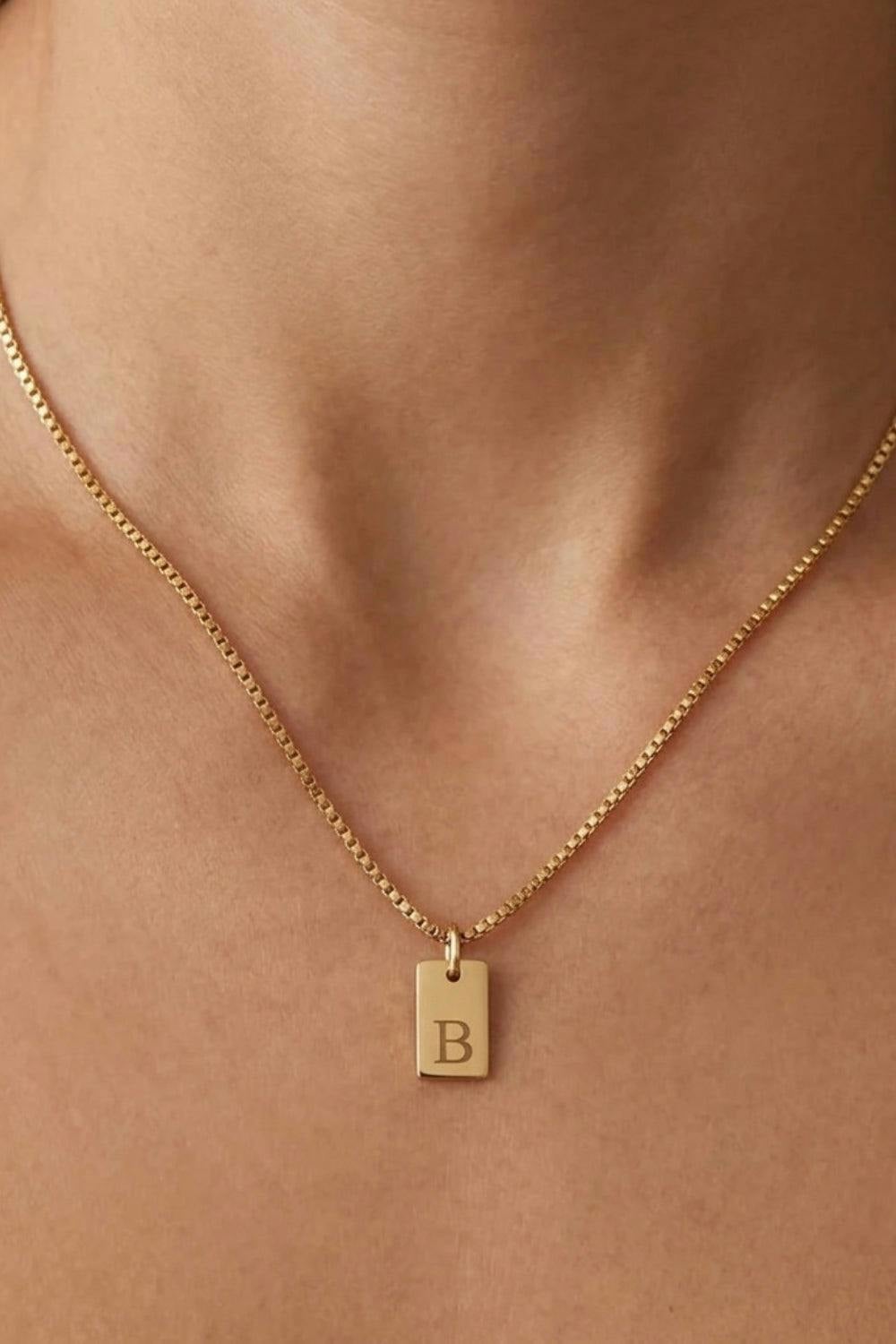 Initial Pendant Gold Plated Necklace Letter B