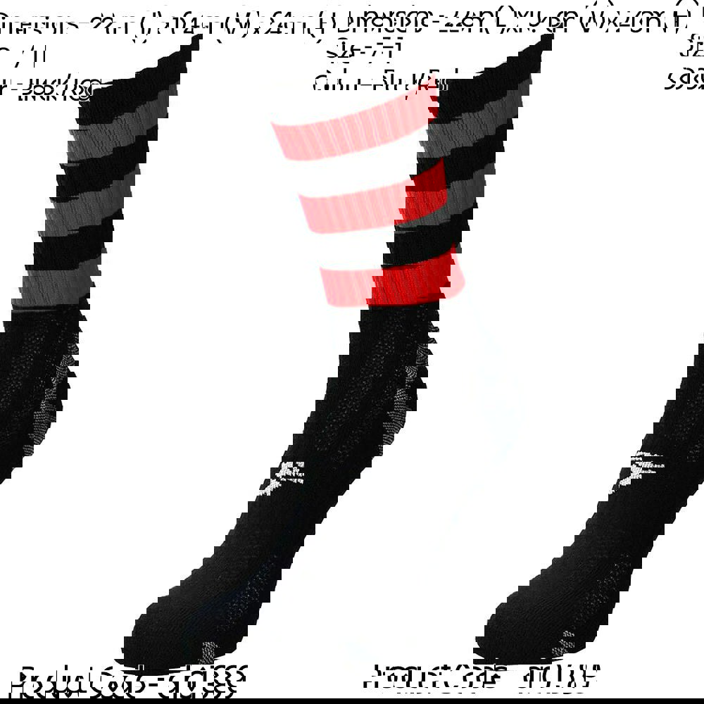 ADULT Size 7-11 Hooped Stripe Football Crew Socks BLACK/RED Training Ankle