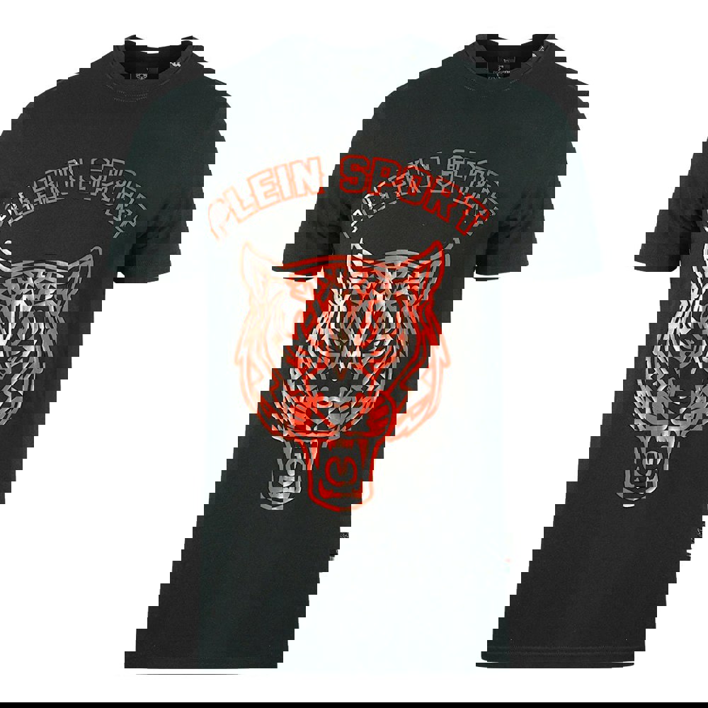 Plein Sport Philipp Plein Sport Red Stencil Tiger Logo T-Shirt - Black