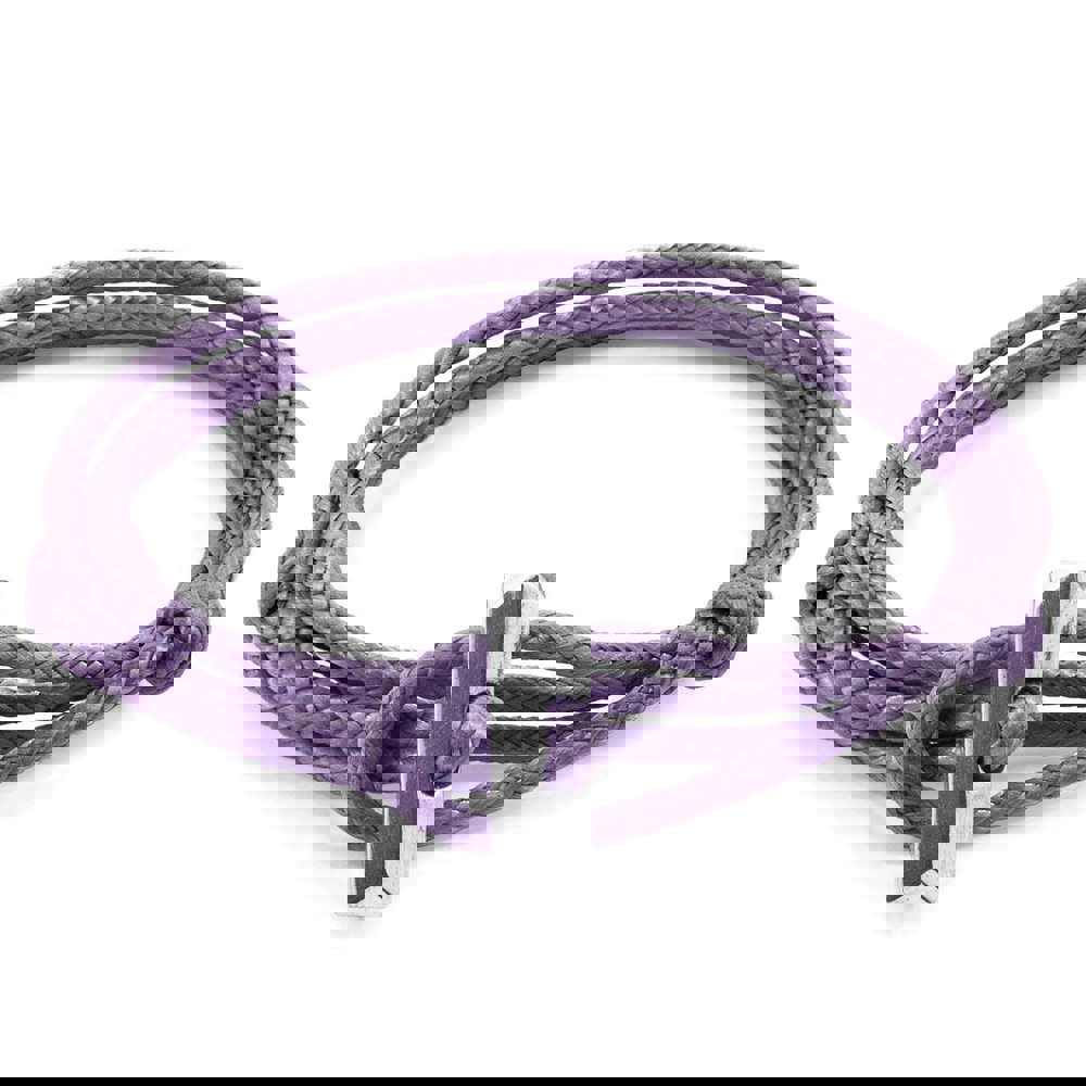 Anchor & Crew Lilac Purple Oxford Silver and Rope Bracelet