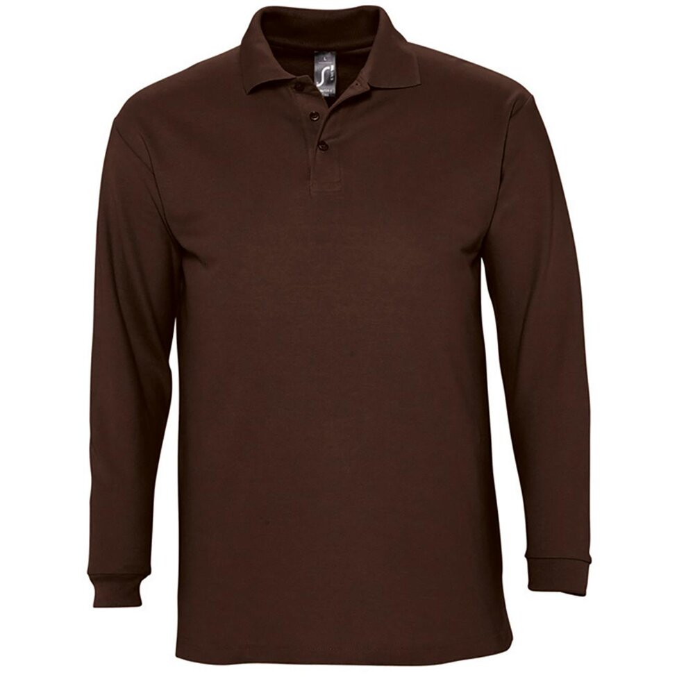 SOLS Mens Winter II Long Sleeve Pique Cotton Polo Shirt - Chocolate - Chocolate - 100% Cotton