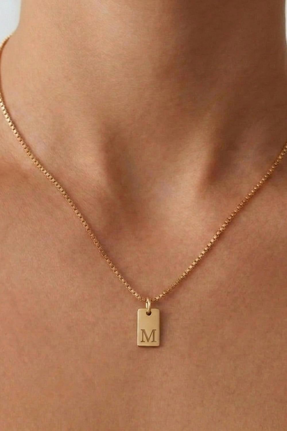 Serla Initial Pendant Gold Plated Necklace Letter M
