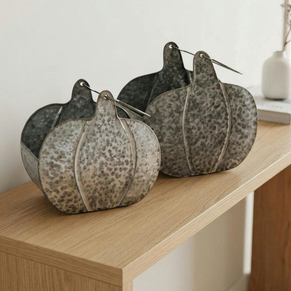 Garden Greatness Decorative Pumpkin Baskets with Handle Set