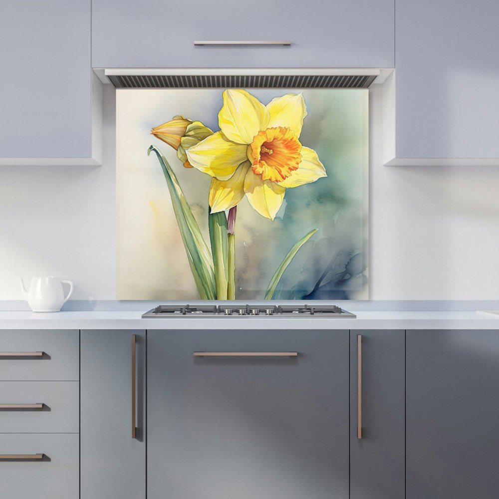 Warren Reed - Designer Daffodil Watercolour Kitchen Splashback - W900mm X H750mm