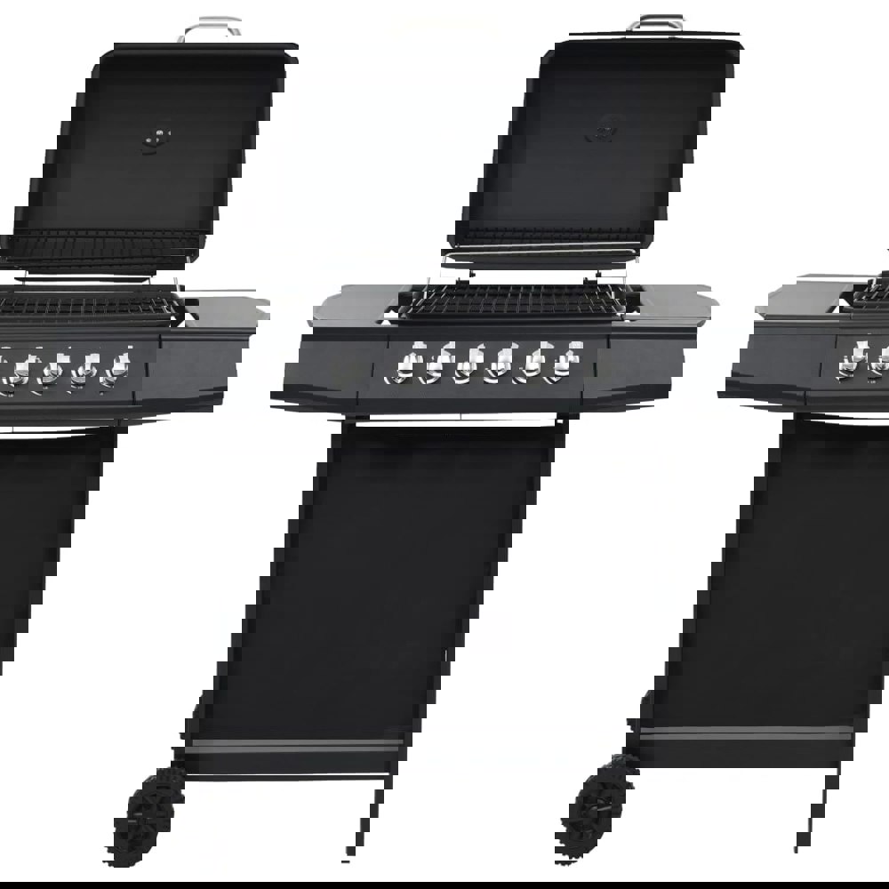 Berkfield Gas BBQ Grill with 6 Cooking Zones Steel Black