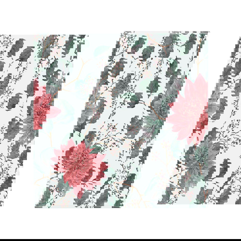 Benjamin Tate Design Red Flowers Green Leaves Splash Back