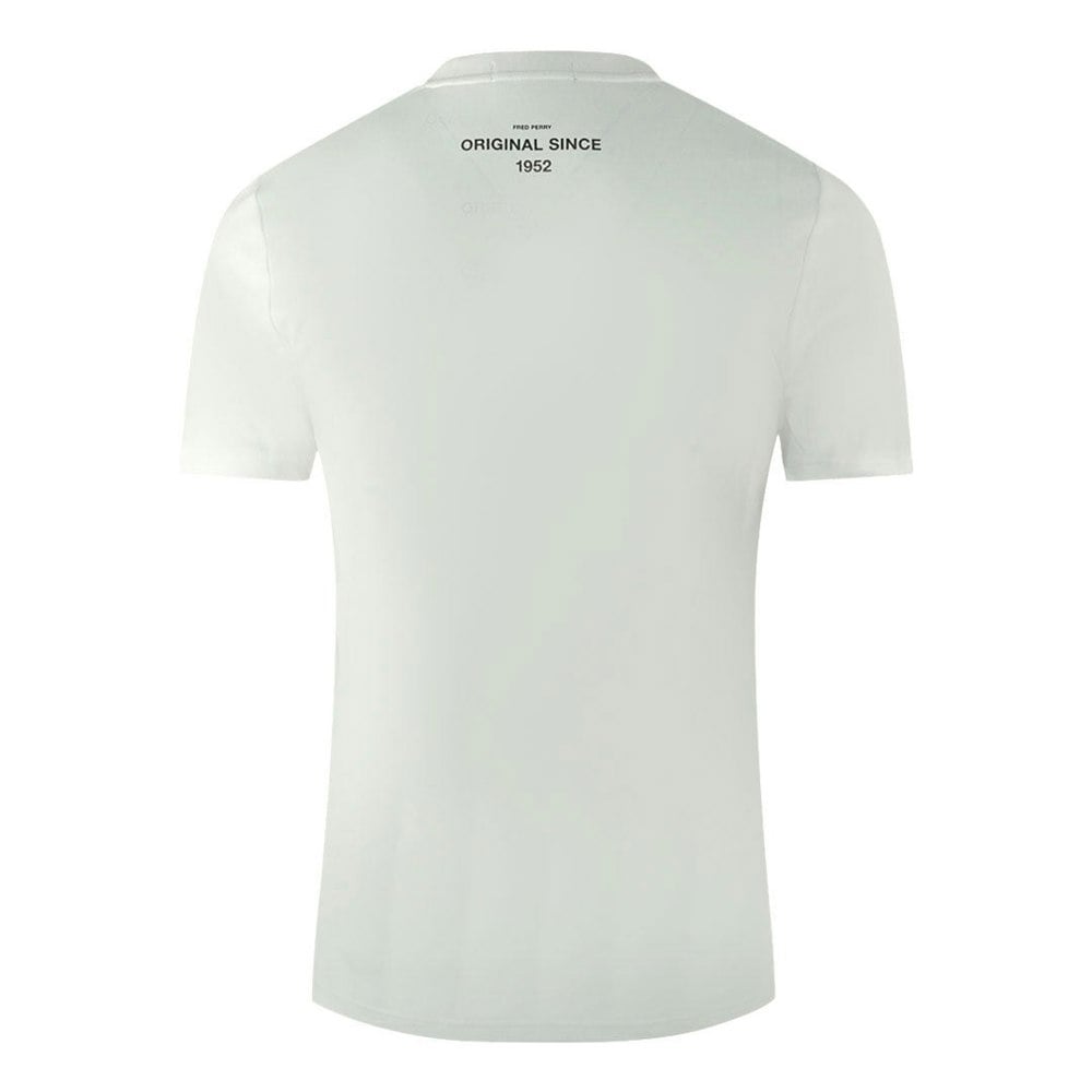 Fred Perry Large Flock Laurel Wreath Logo White T-Shirt