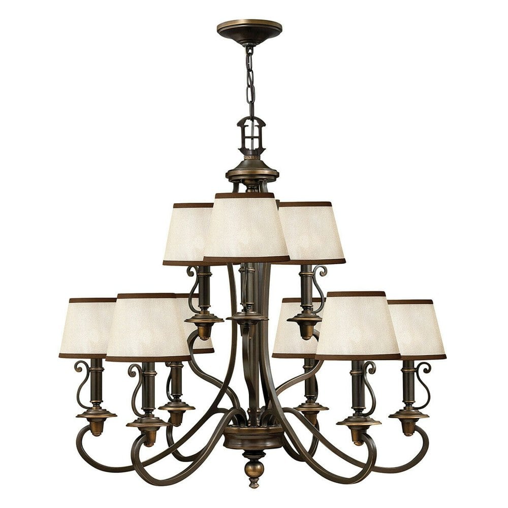 9 Bulb Chandelier Hanging Pendant LIght Olde Bronze LED E14 60W Bulb Loops