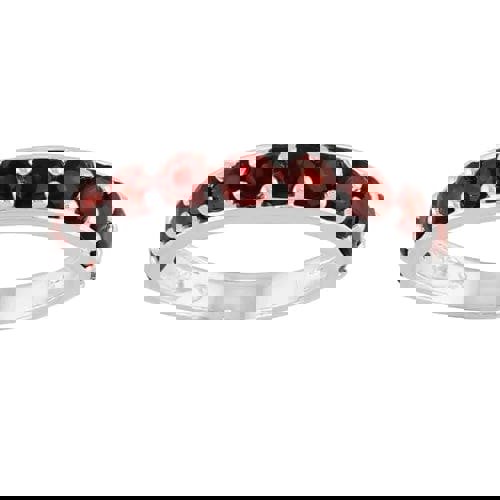 Gemondo Classic Round Garnet Half Eternity Ring in 925 Sterling Silver