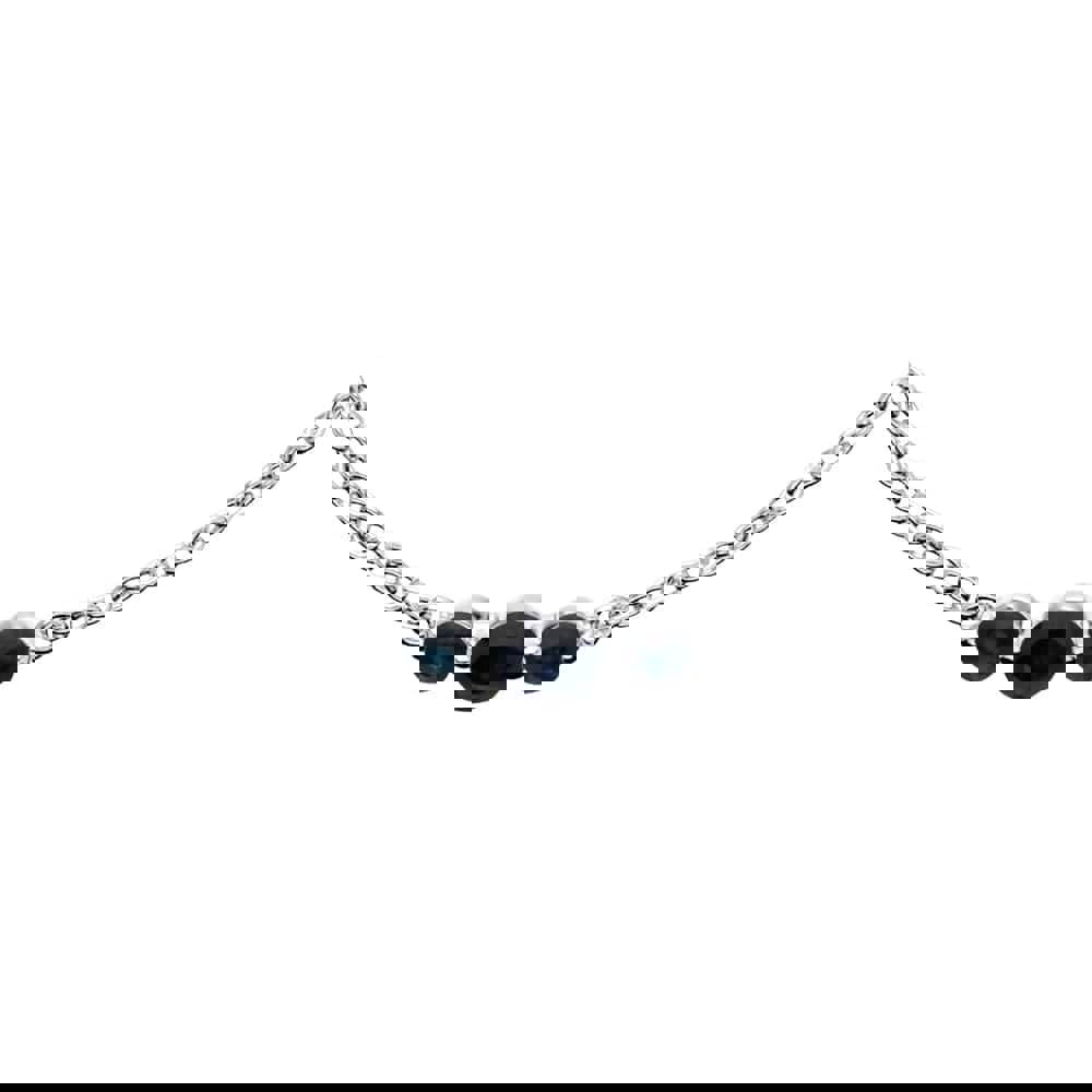 270L011106925 Classic Round Sapphire Three Stone Gradient Bracelet in Sterling Silver 2