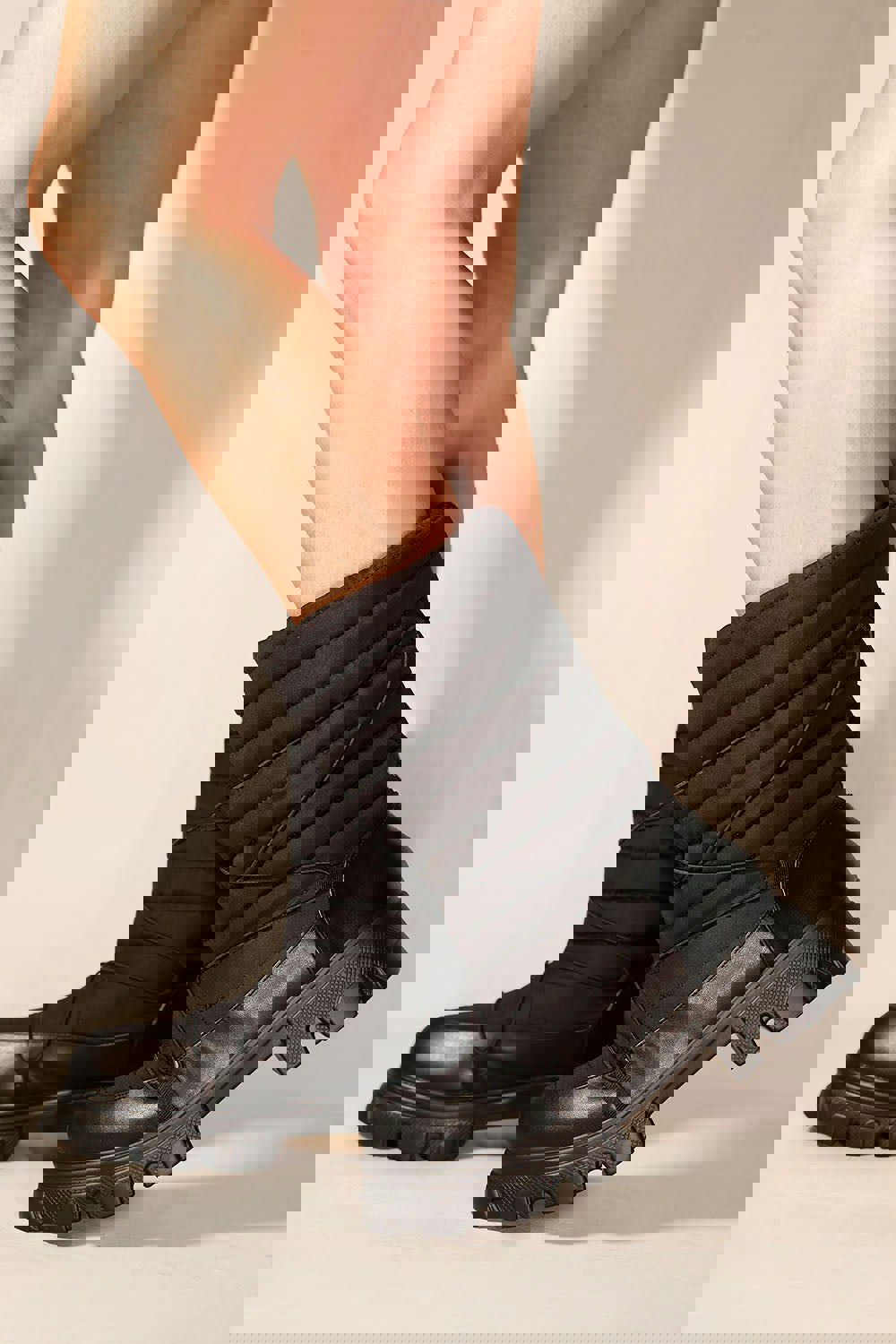 Where's That From Harleen Chunky Sole Puffy Ankle Boots With Lace Up in Black