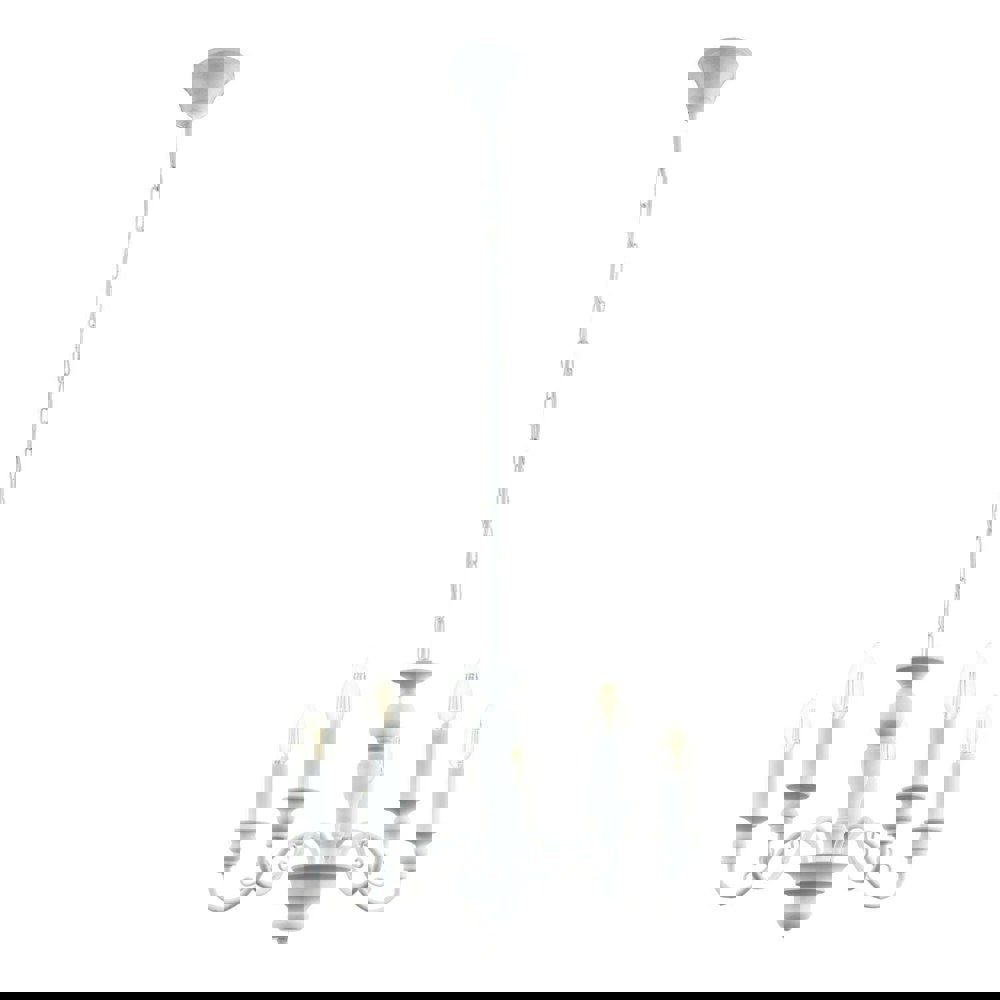 Hanging Ceiling Pendant Light White 5 Arm Chandelier 40W E14 Feature Lamp Loops