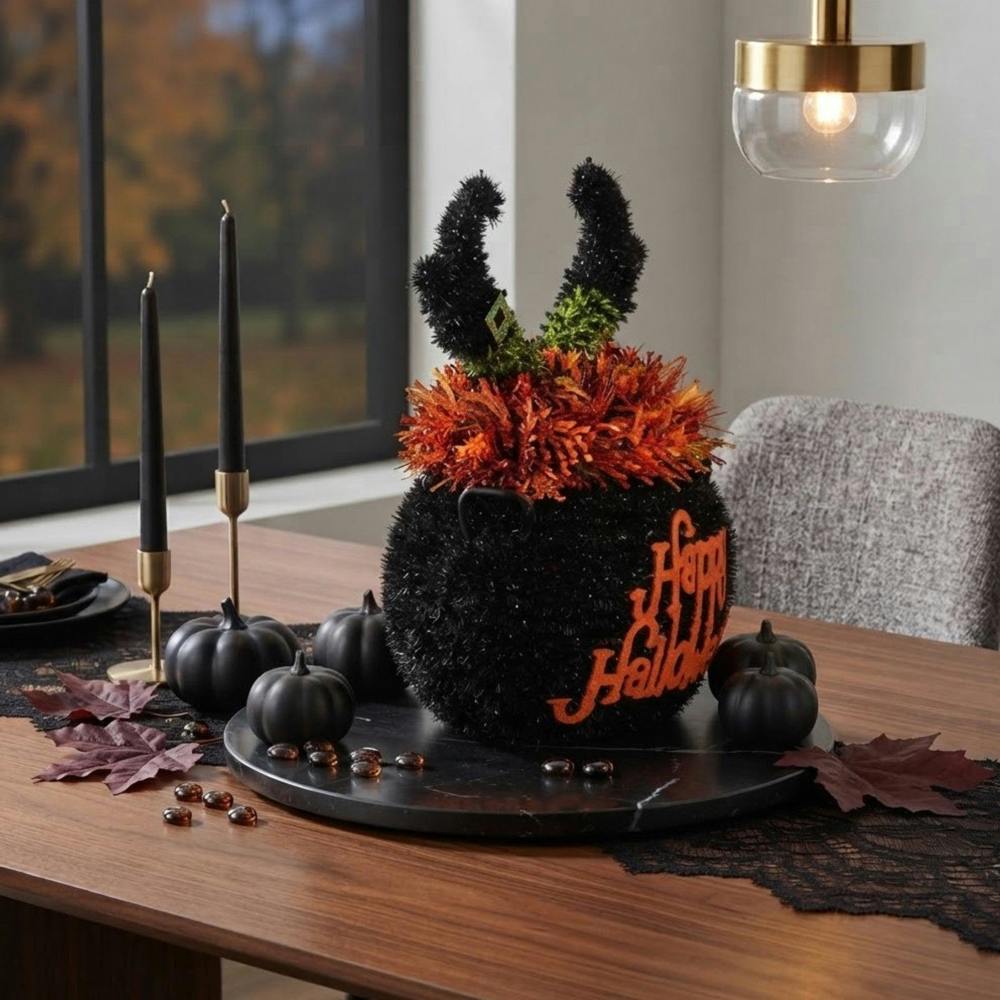 Garden Greatness Sparkling Tinsel Witch's Cauldron Decoration