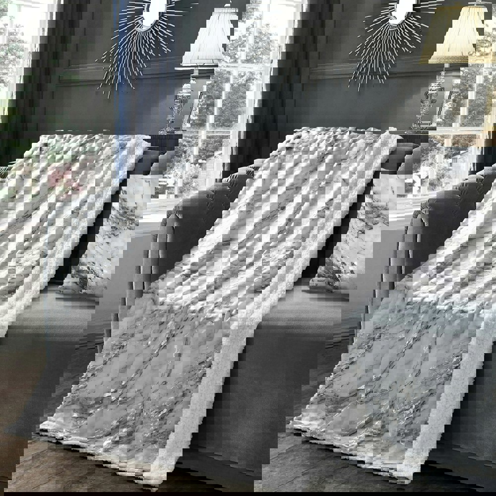 Velosso Metallic Marble Sherpa Reverse Throw - 150cm x 200cm