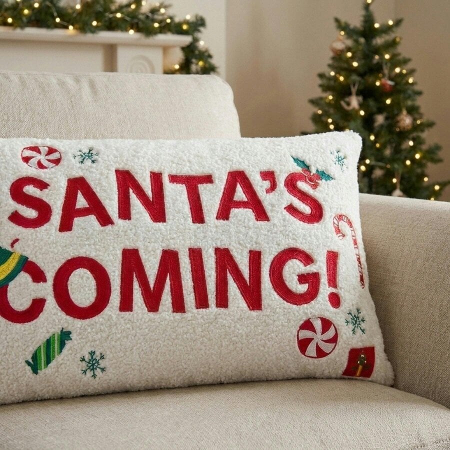 Garden Greatness Festive Elf Embroidered Christmas Cushion