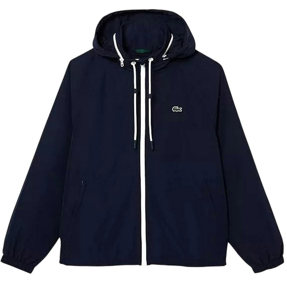 Lacoste Mens Water Repellent Detachable Hood Jacket - Blue